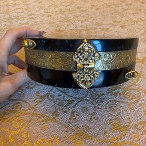 Ramla Black and Gold Ornate Crossbody Bag